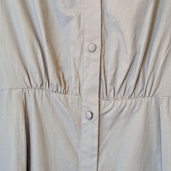 H&M Knee Length Button Up Shirt Dress V-Neckline Balloon Sleeves Preowned Size 2 - Picture 4 of 14